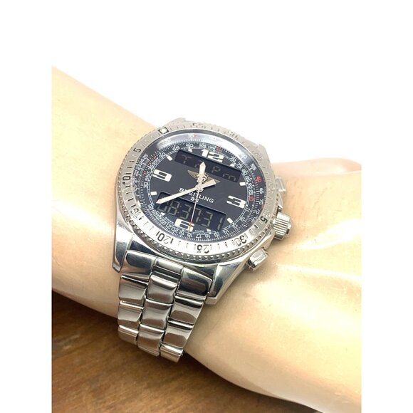 Breitling B-1 Men's Watch Pilot A68362 Swiss Quartz Analog Digital Steel 44mm - Picture 4 of 13